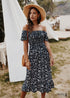 Vestido midi bohemio sexy con hombros descubiertos de Allie